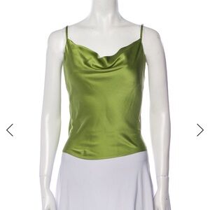 Reformation silk cowl neck camisole in gorgeous Green. Chartreuse lime green
